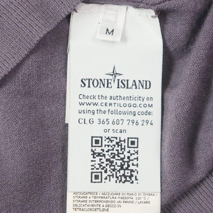 Great STONE ISLAND T-shirt Logo patch mock neck long sleeve knit purple wool