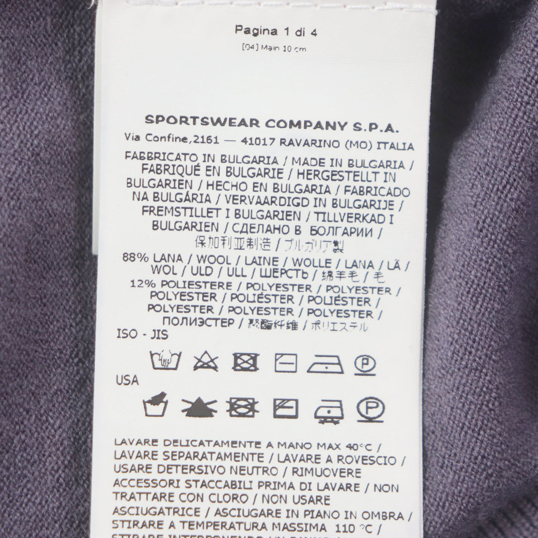 Great STONE ISLAND T-shirt Logo patch mock neck long sleeve knit purple wool mens M