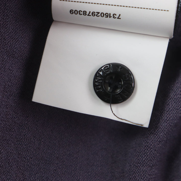 Great STONE ISLAND T-shirt Logo patch mock neck long sleeve knit purple wool
