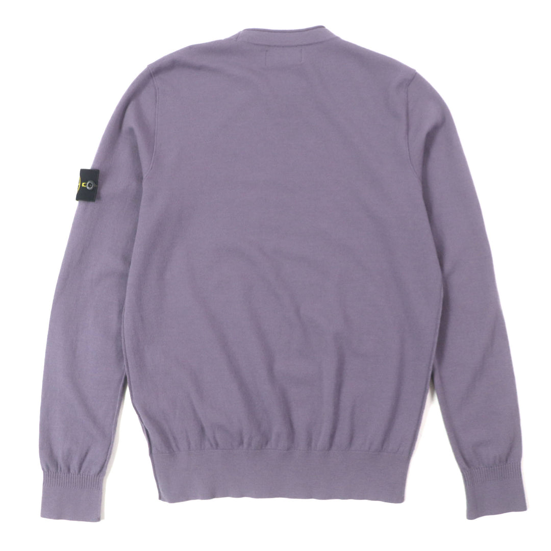 Great STONE ISLAND T-shirt Logo patch mock neck long sleeve knit purple wool