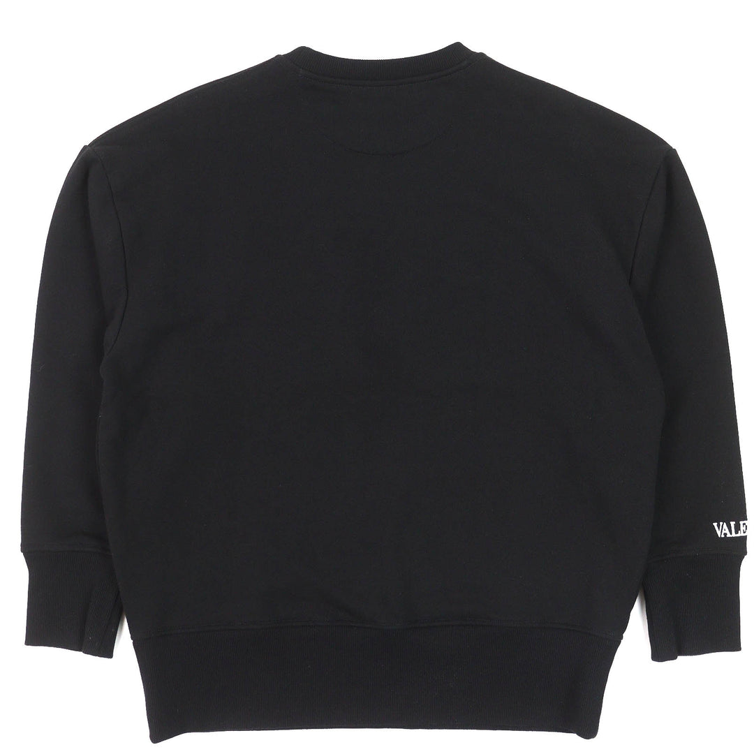 Excellent VALENTINO Logo embroidered beaded long sleeve sweatshirt black mens XS