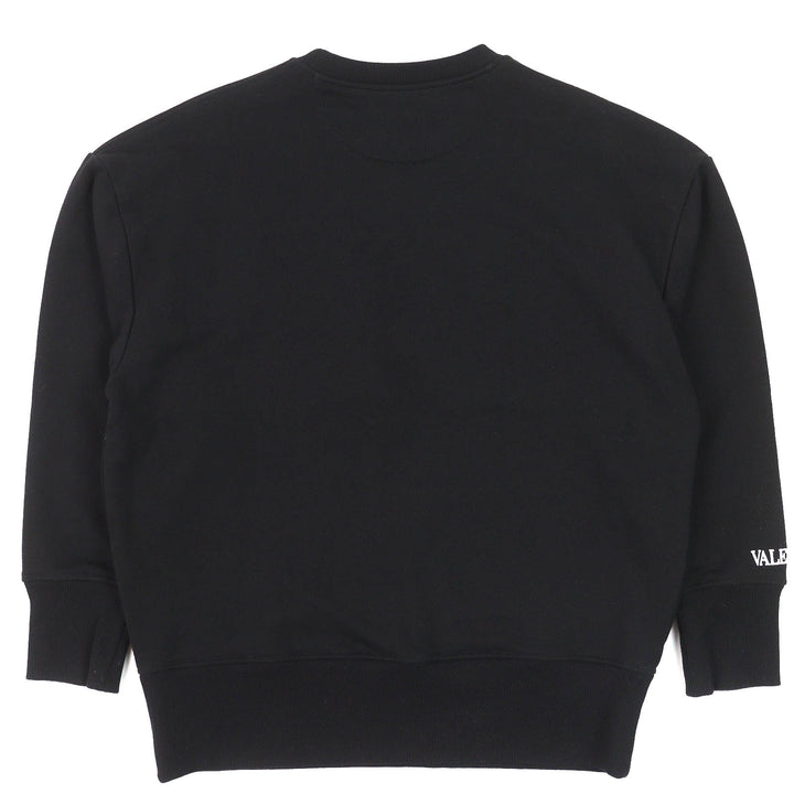 Excellent VALENTINO Logo embroidered beaded long sleeve sweatshirt black mens XS