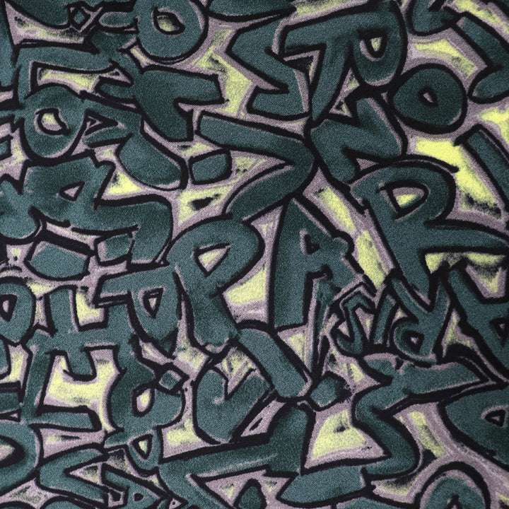Excellent LOUIS VUITTON blouse Graffiti Logo Print Long Sleeve green Rayon Women 36