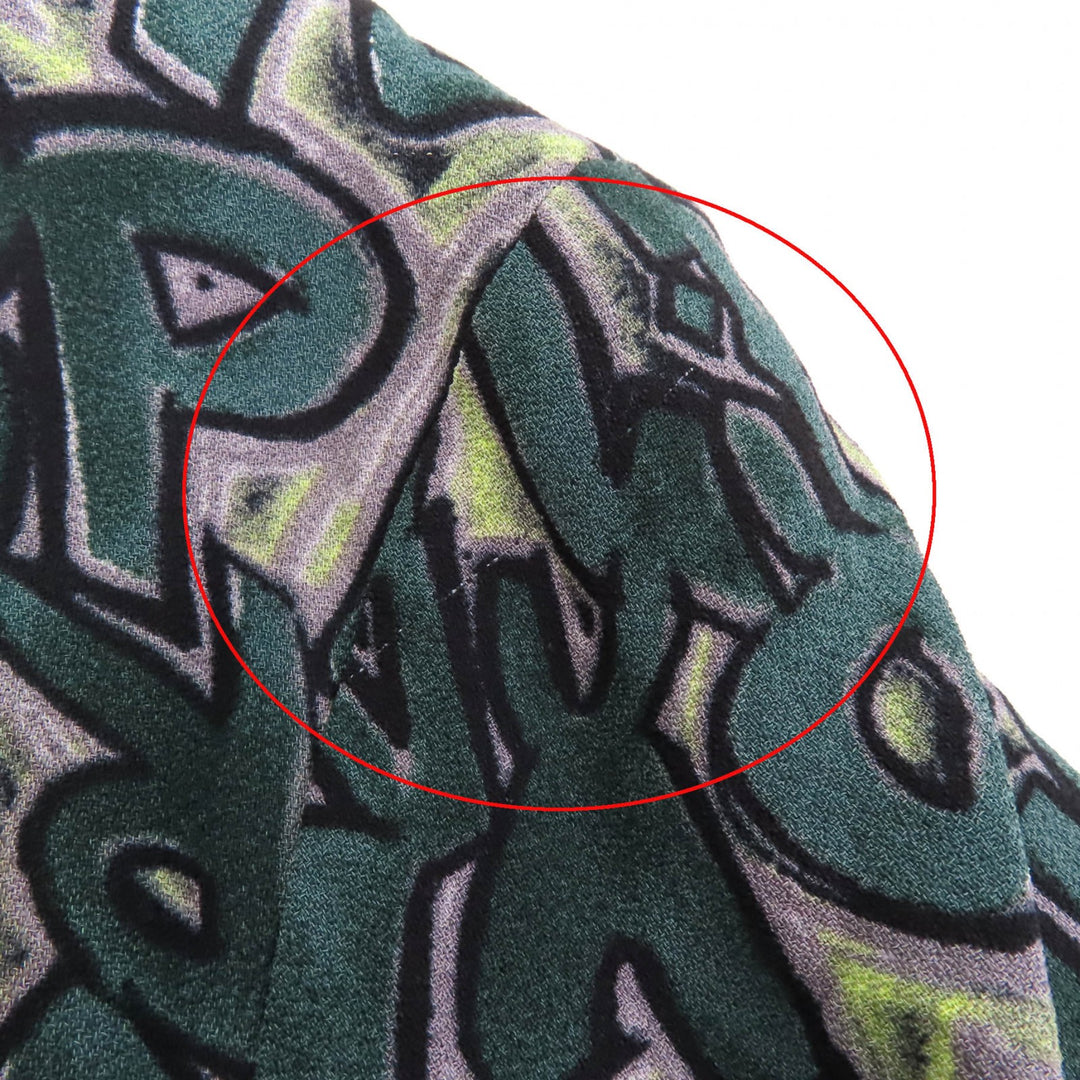 Excellent LOUIS VUITTON blouse Graffiti Logo Print Long Sleeve green Rayon Women 36
