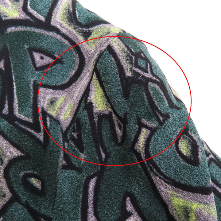 Excellent LOUIS VUITTON blouse Graffiti Logo Print Long Sleeve green Rayon Women 36