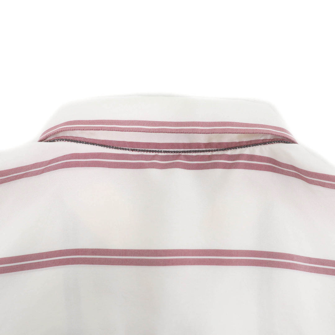 Excellent Brunello Cucinelli Short sleeve shirt Stripe Pattern silk Women XS