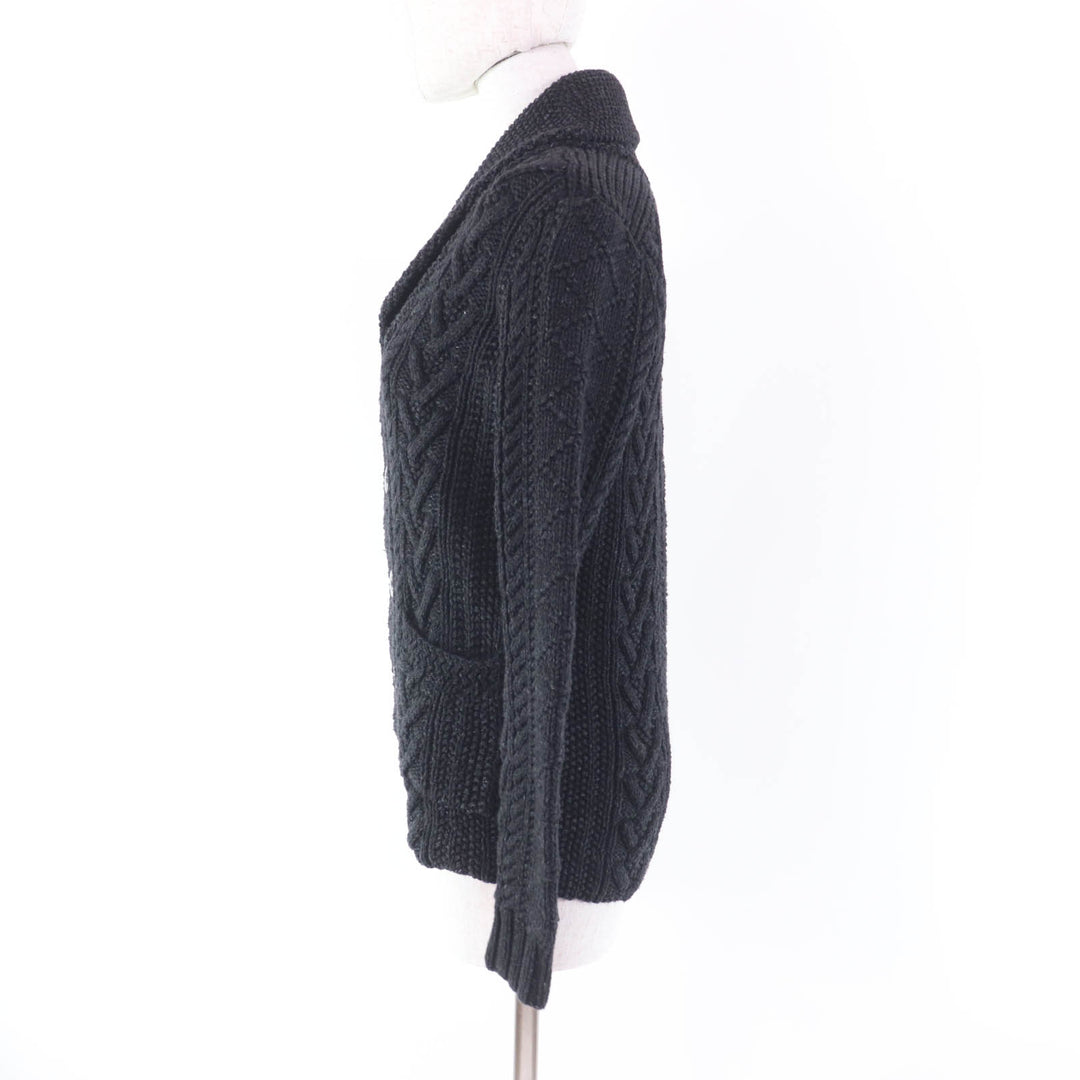Pristine RRL cardigan Shawl collar with anchor button, cable knit indigo black