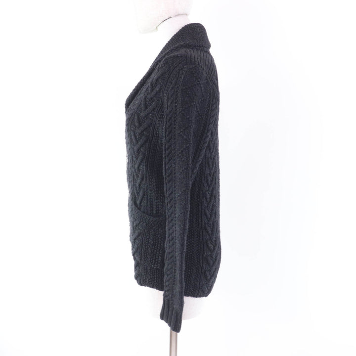 Pristine RRL cardigan Shawl collar with anchor button, cable knit indigo black