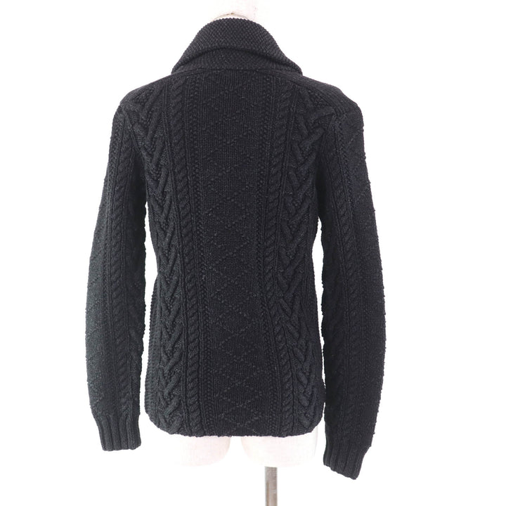 Pristine RRL cardigan Shawl collar with anchor button, cable knit indigo black