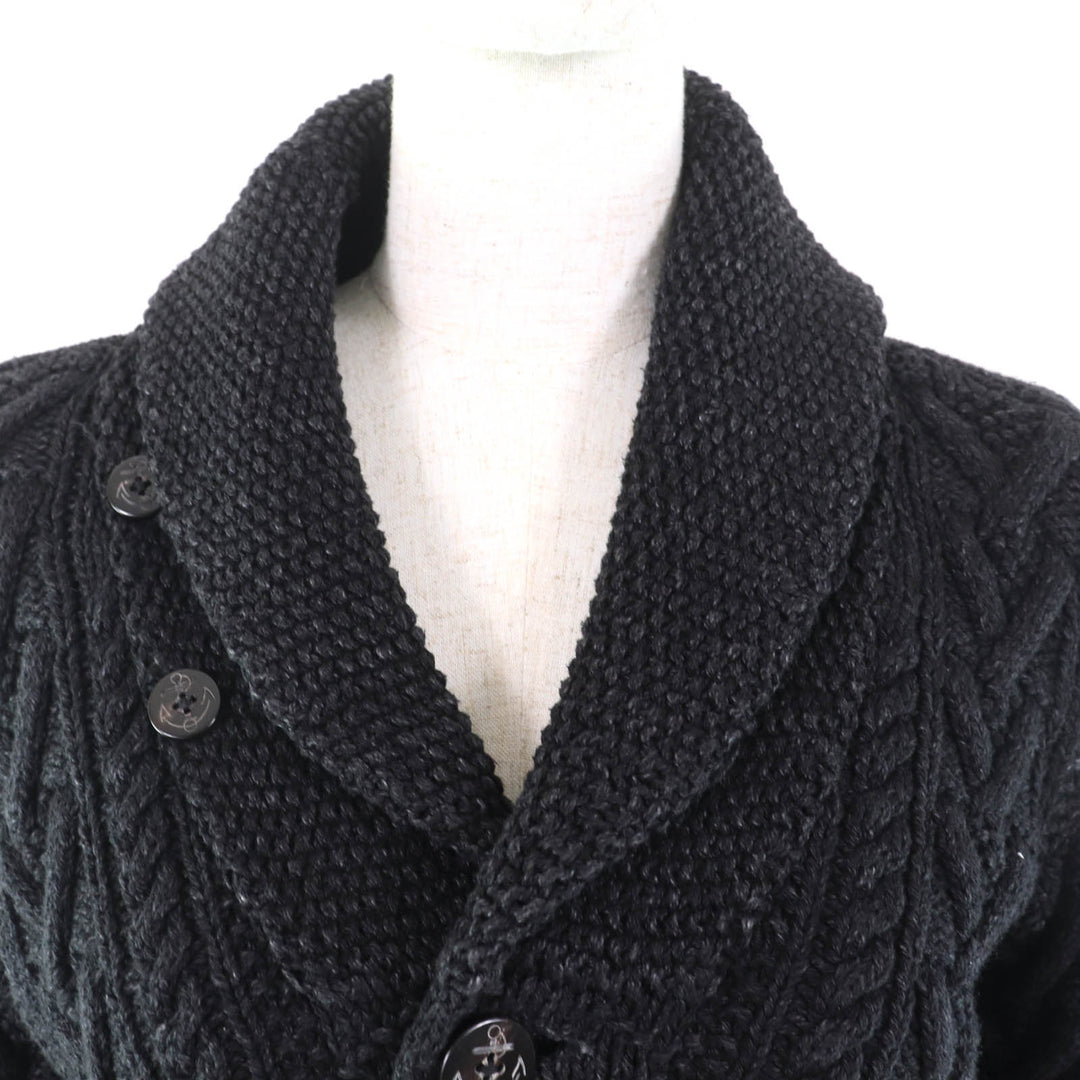 Pristine RRL cardigan Shawl collar with anchor button, cable knit indigo black Women 1