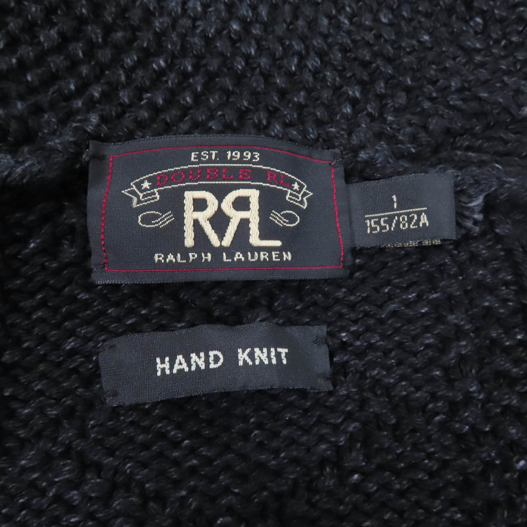 Pristine RRL cardigan Shawl collar with anchor button, cable knit indigo black