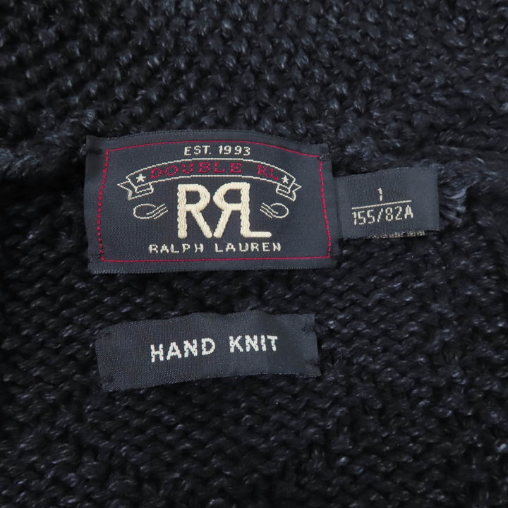 Pristine RRL cardigan Shawl collar with anchor button, cable knit indigo black
