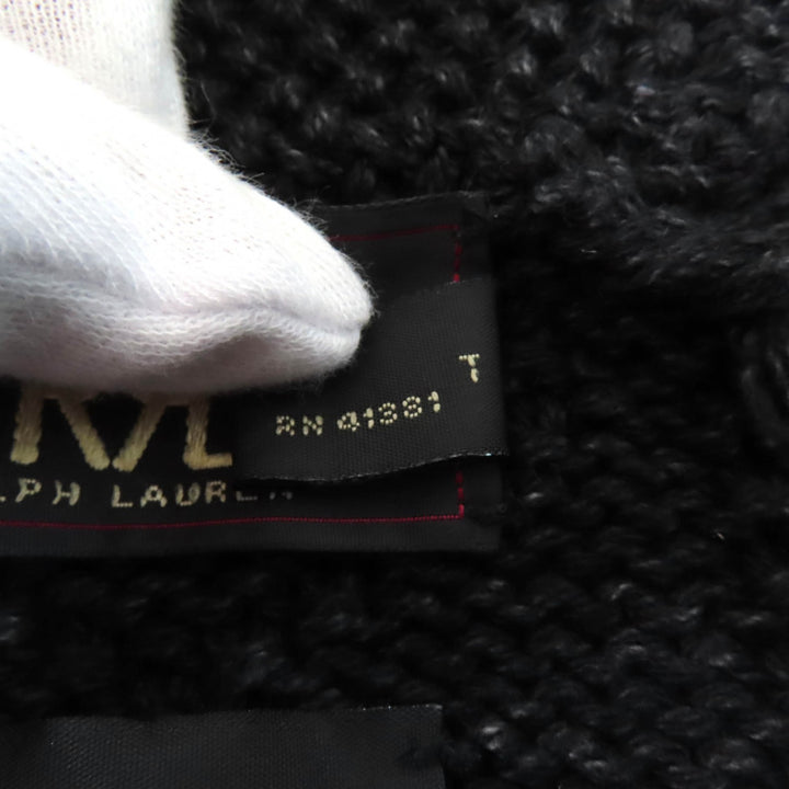 Pristine RRL cardigan Shawl collar with anchor button, cable knit indigo black