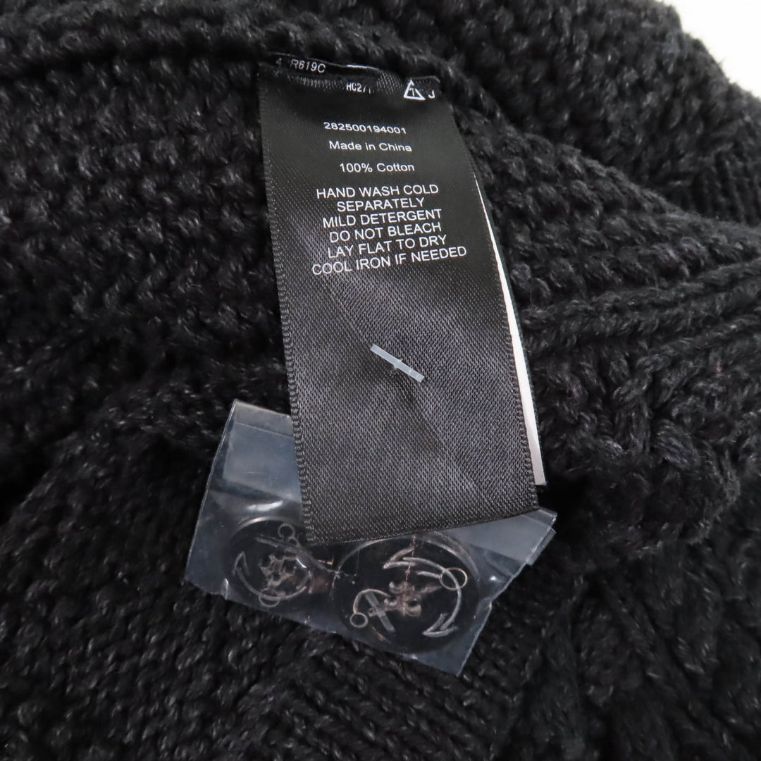Pristine RRL cardigan Shawl collar with anchor button, cable knit indigo black