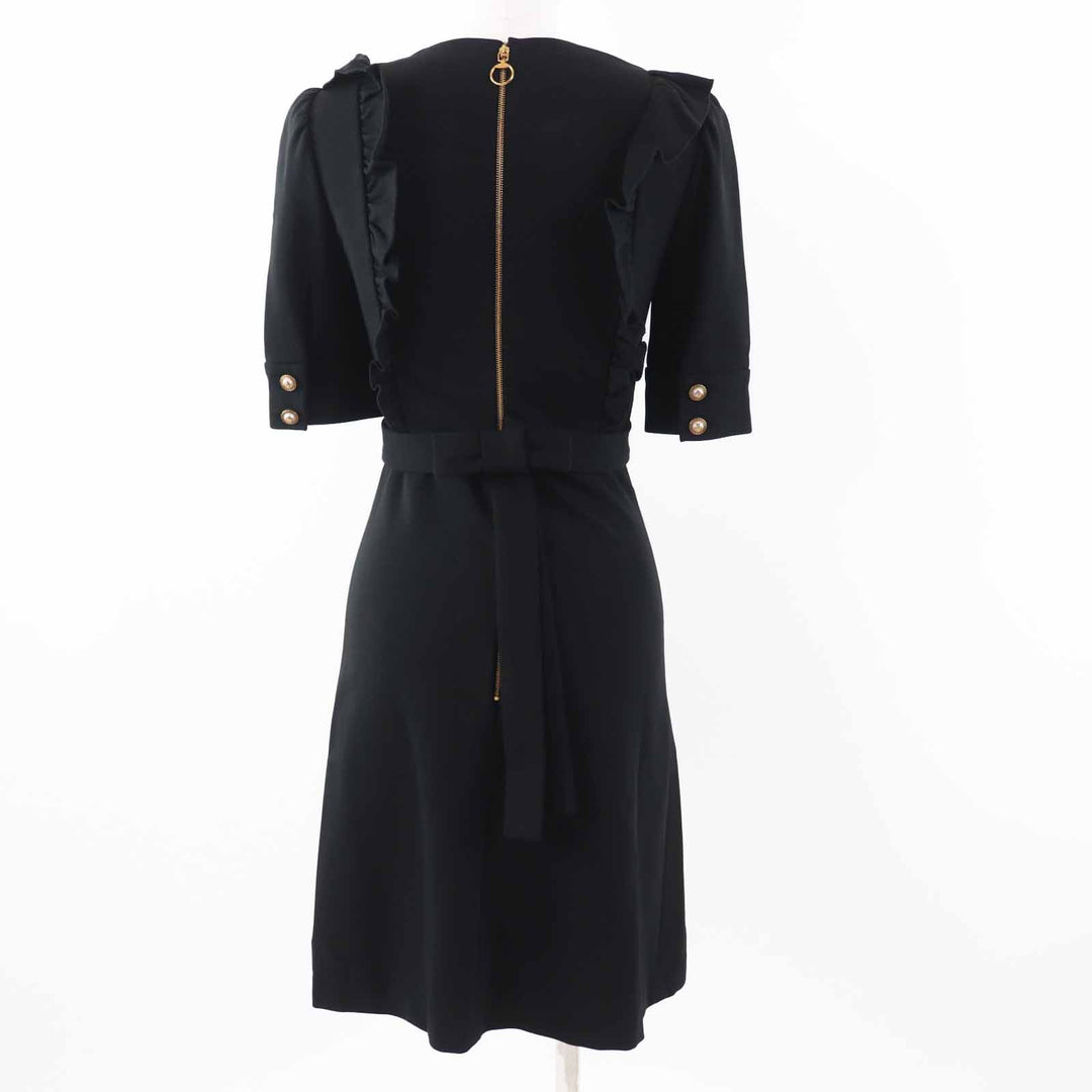 Great GUCCI one piece GG pearl button short sleeves black Rayon Women XS 445275