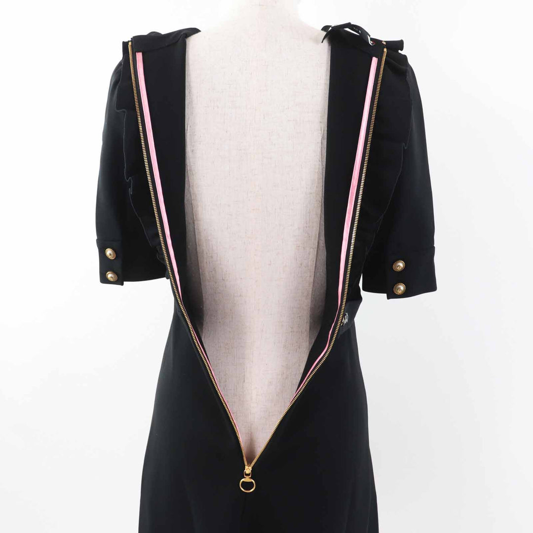 Great GUCCI one piece GG pearl button short sleeves black Rayon Women XS 445275