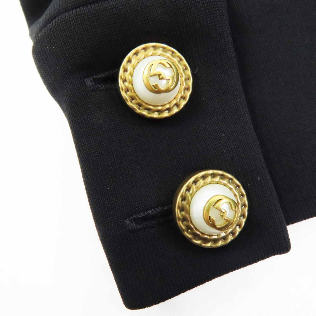 Great GUCCI one piece GG pearl button short sleeves black Rayon Women XS 445275