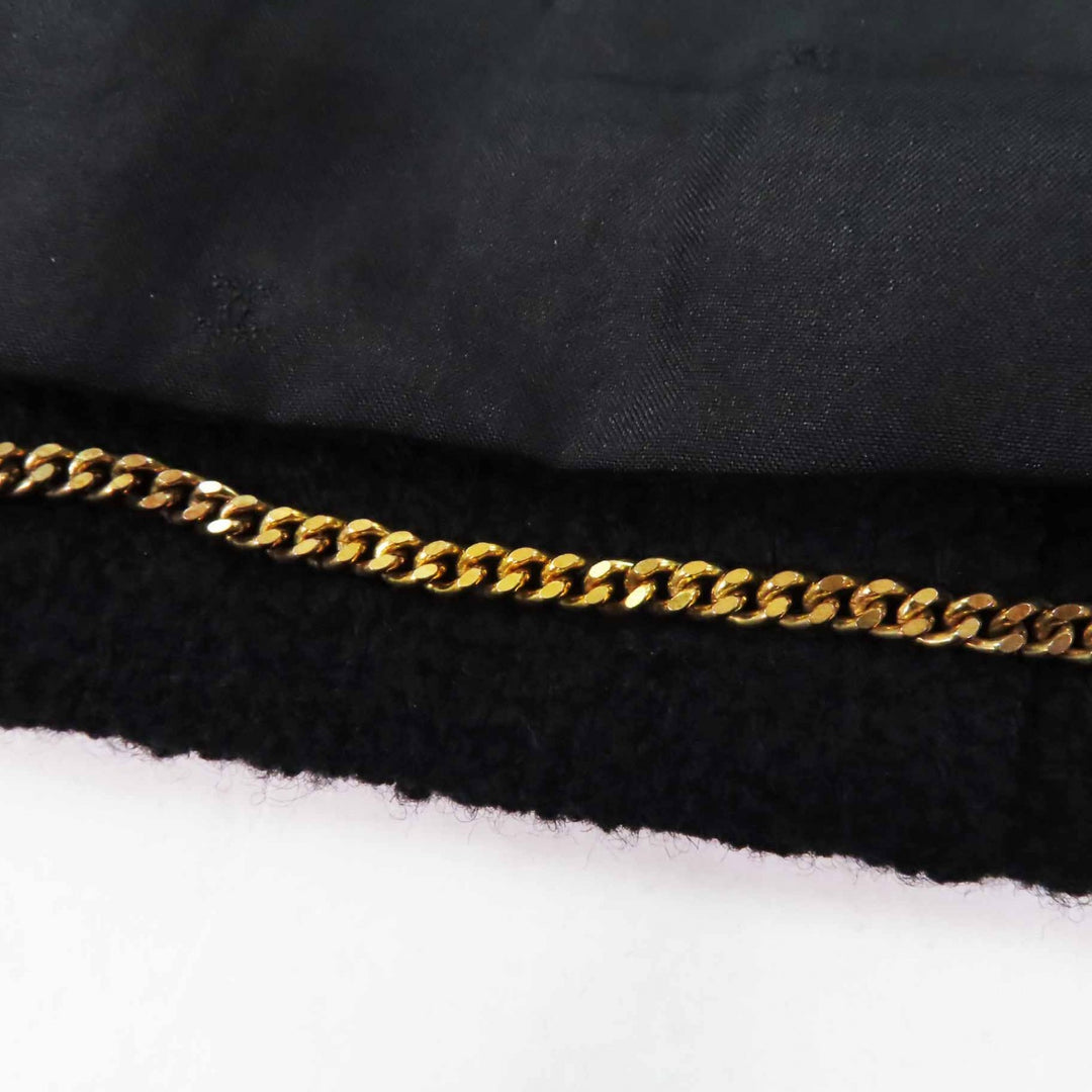 CHANEL Jacket COCO Mark Solid-color tweed with gold buttons Black gold Women 40
