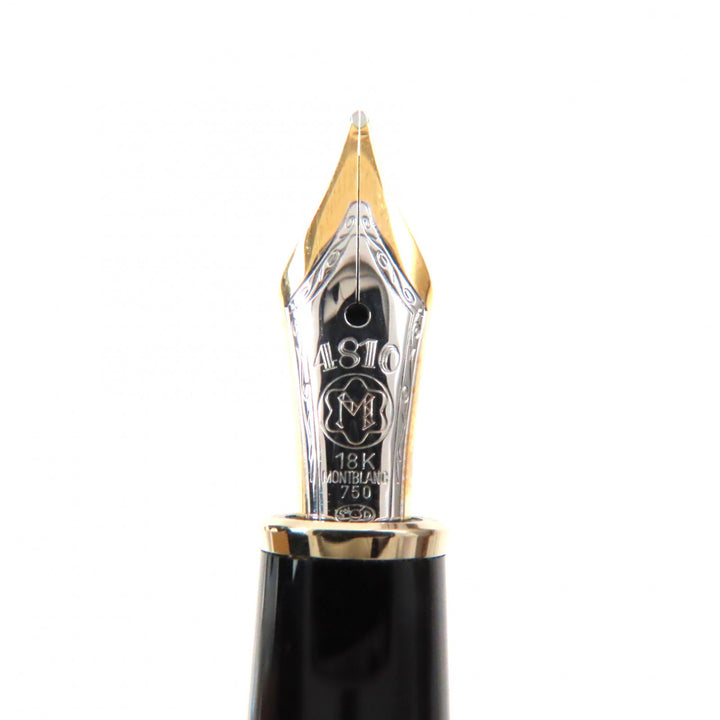 Excellent MONTBLANC fountain pen Meisterstck Solitaire white star Gold brown 18K