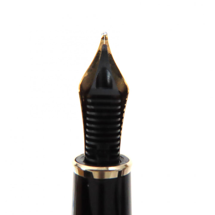 Excellent MONTBLANC fountain pen Meisterstck Solitaire white star Gold brown 18K