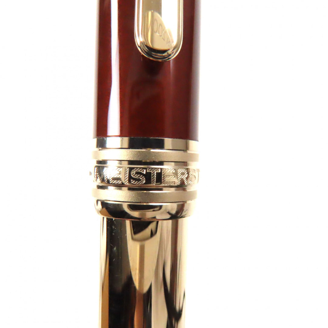 Excellent MONTBLANC fountain pen Meisterstck Solitaire white star Gold brown 18K