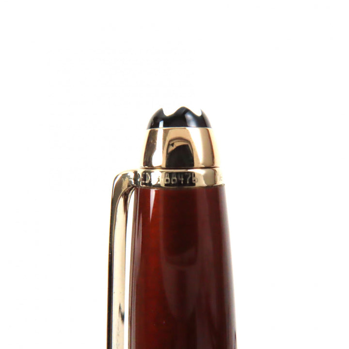 Excellent MONTBLANC fountain pen Meisterstck Solitaire white star Gold brown 18K
