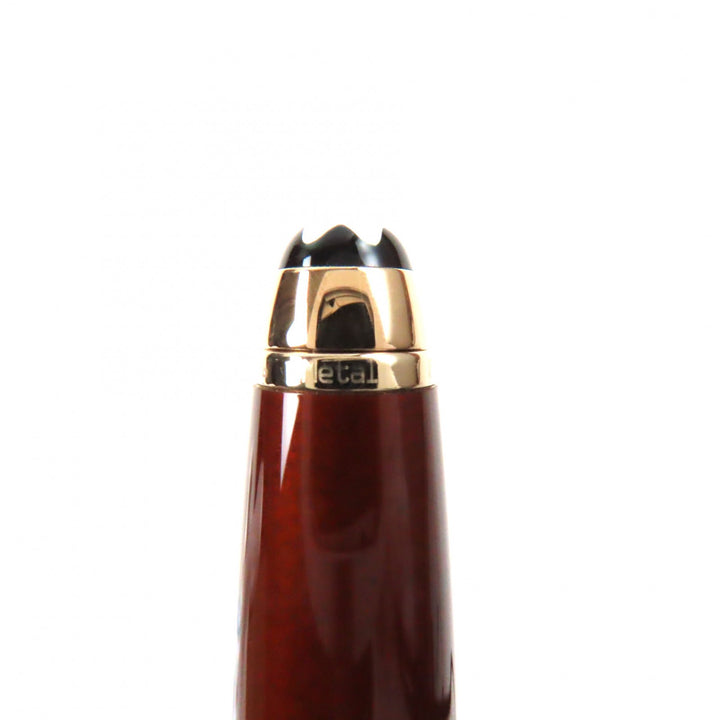 Excellent MONTBLANC fountain pen Meisterstck Solitaire white star Gold brown 18K
