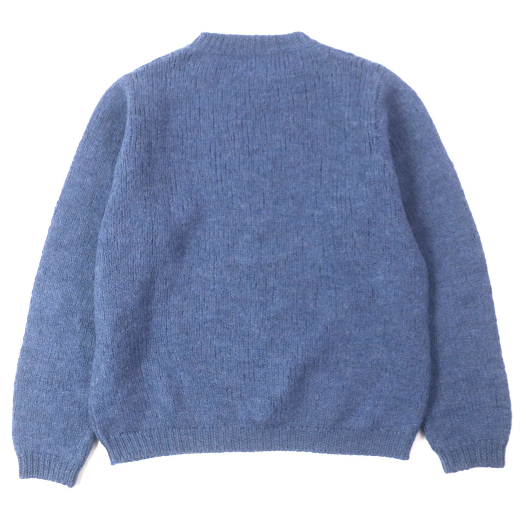 Great GUCCI sweater GG embroidered crew neck knit Navy wool mens XL 636327