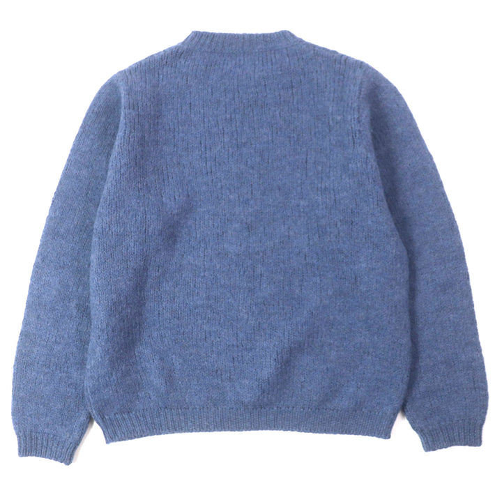 Great GUCCI sweater GG embroidered crew neck knit Navy wool mens XL 636327