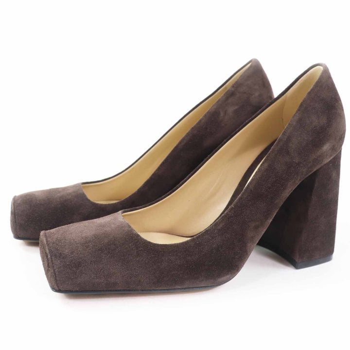 Pristine BOTTEGAVENETA pumps TOWER Chunky heel Brown Suede leather Women 38
