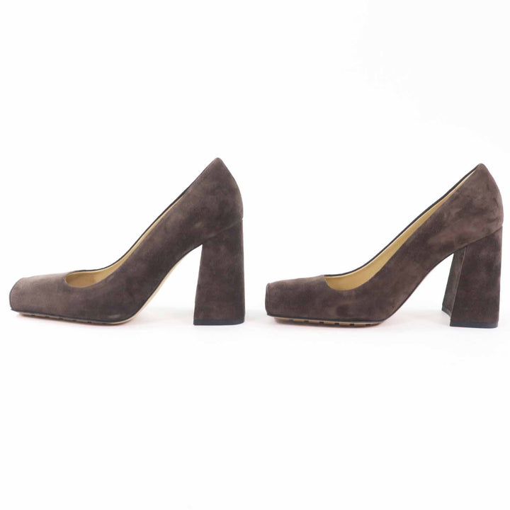 Pristine BOTTEGAVENETA pumps TOWER Chunky heel Brown Suede leather Women 38