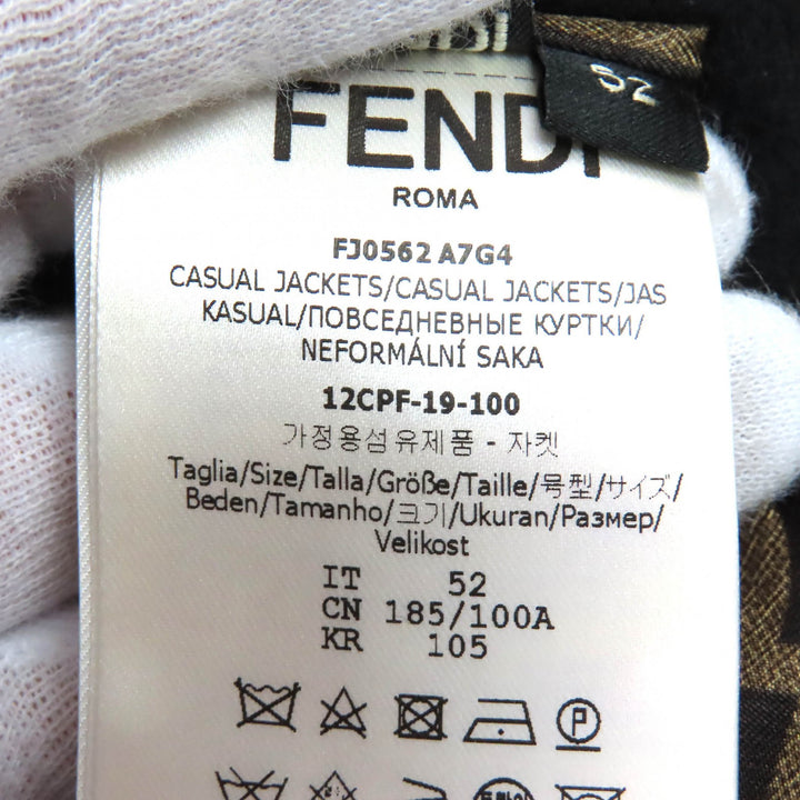 Excellent FENDI tailored jacket Lining FF logo Zucca Pattern black cashmere mens 52 FJ0562