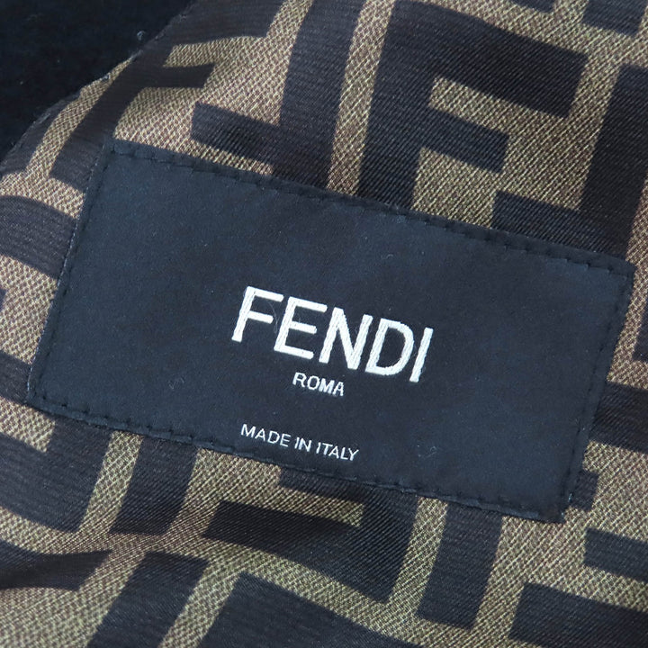 Excellent FENDI tailored jacket Lining FF logo Zucca Pattern black cashmere mens 52 FJ0562