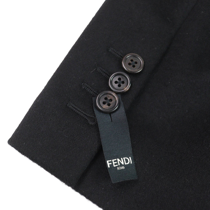 Excellent FENDI tailored jacket Lining FF logo Zucca Pattern black cashmere mens 52 FJ0562