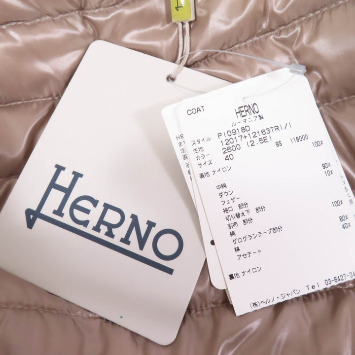 Pristine Herno down coat Switching, no collar, concealed placket Women 40