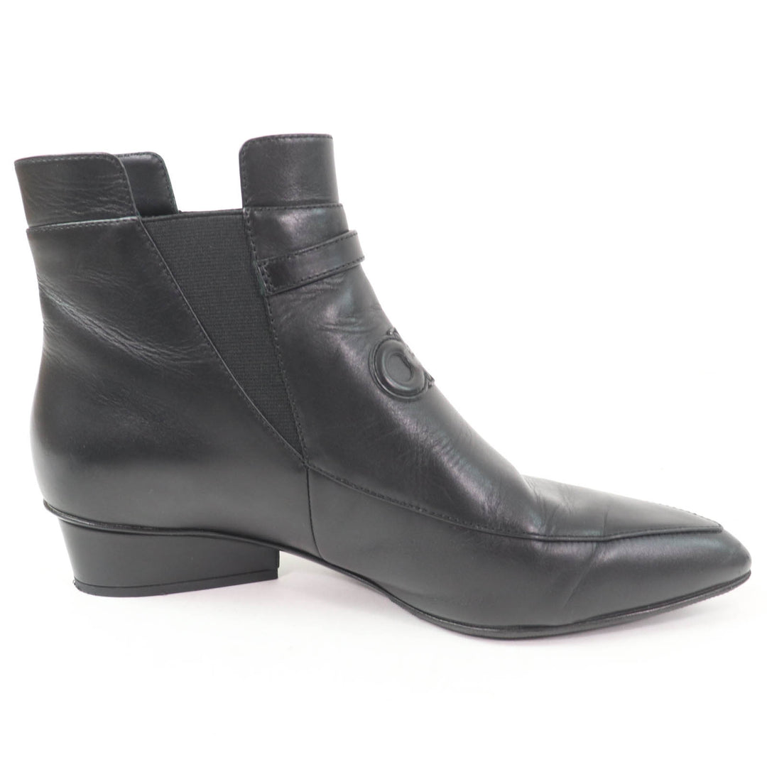 Great Salvatore Ferragamo short boots With Gancini Metal black leather Women