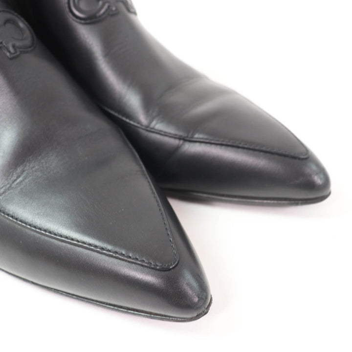 Great Salvatore Ferragamo short boots With Gancini Metal black leather Women