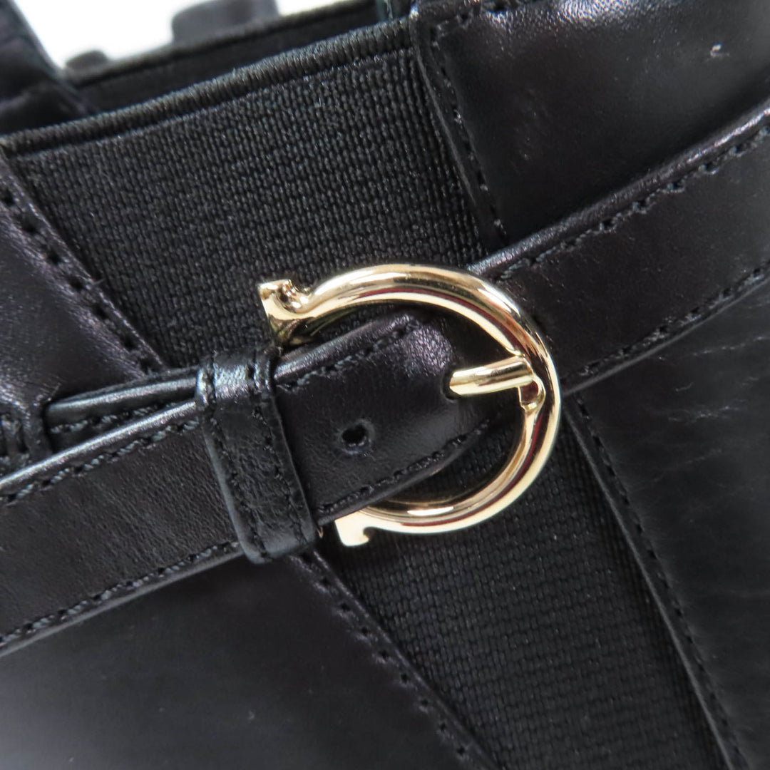 Great Salvatore Ferragamo short boots With Gancini Metal black leather Women