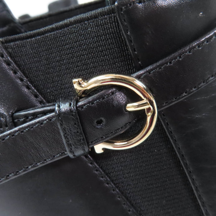 Great Salvatore Ferragamo short boots With Gancini Metal black leather Women