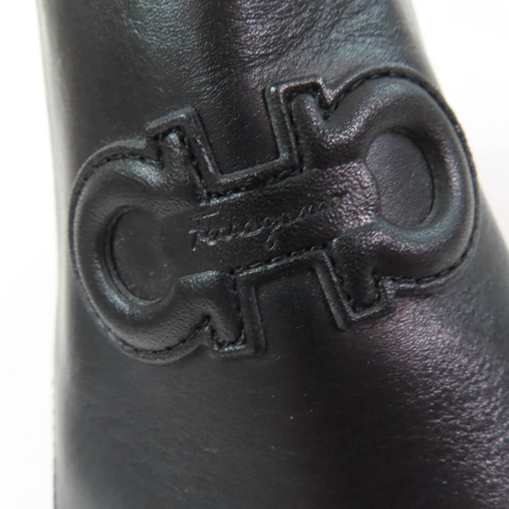 Great Salvatore Ferragamo short boots With Gancini Metal black leather Women