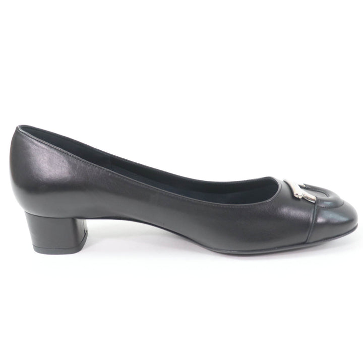 Excellent Salvatore Ferragamo pumps With Gancini Metal black leather Women 8