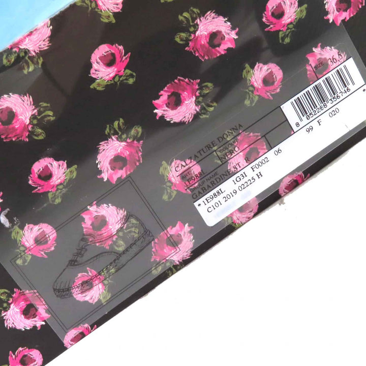 Pristine PRADA sneakers GABARDINE Floral Lace-up Espadrilles black pink canvas