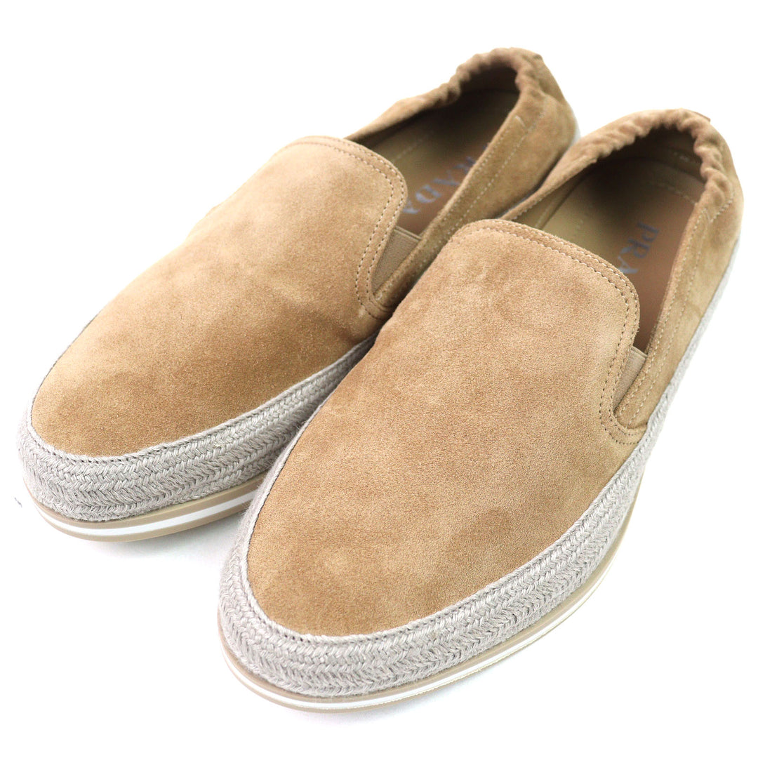Pristine PRADA Slip-on natural Suede leather mens 6.5 2DG126