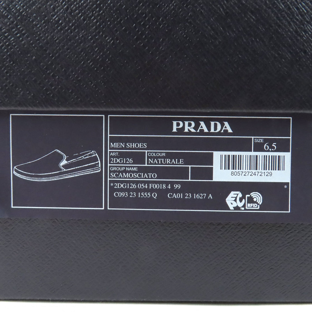 Pristine PRADA Slip-on natural Suede leather mens 6.5 2DG126