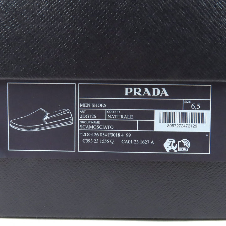 Pristine PRADA Slip-on natural Suede leather mens 6.5 2DG126