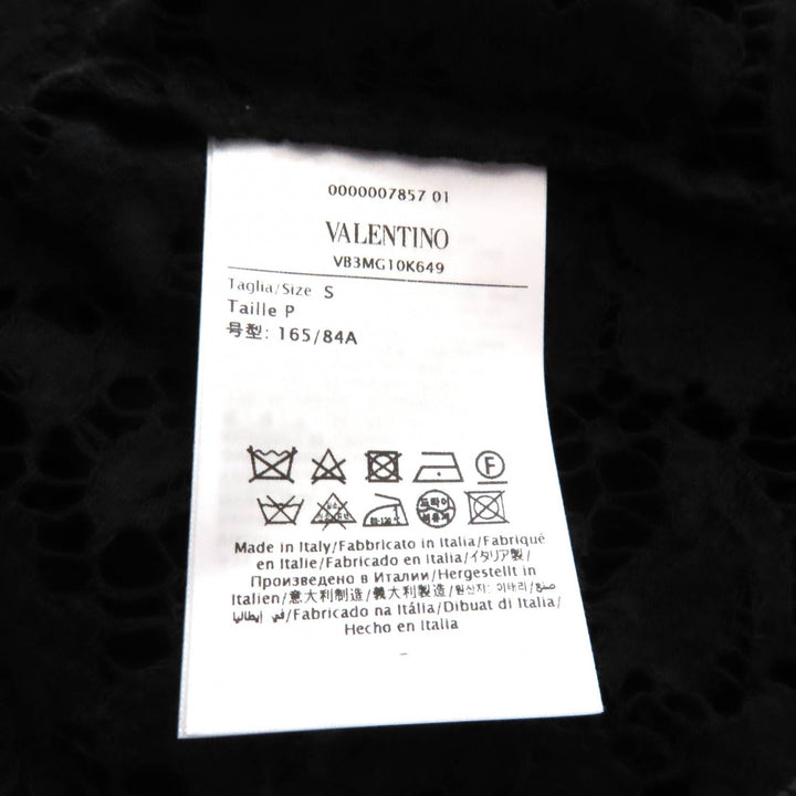 Excellent VALENTINO tops VLTN logo all lace short sleeves black Rayon Women S