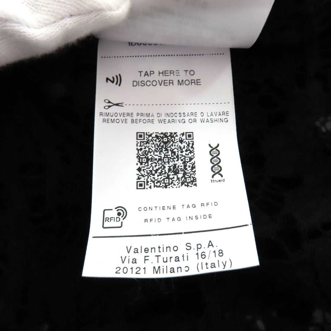 Excellent VALENTINO tops VLTN logo all lace short sleeves black Rayon Women S