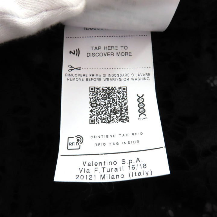 Excellent VALENTINO tops VLTN logo all lace short sleeves black Rayon Women S