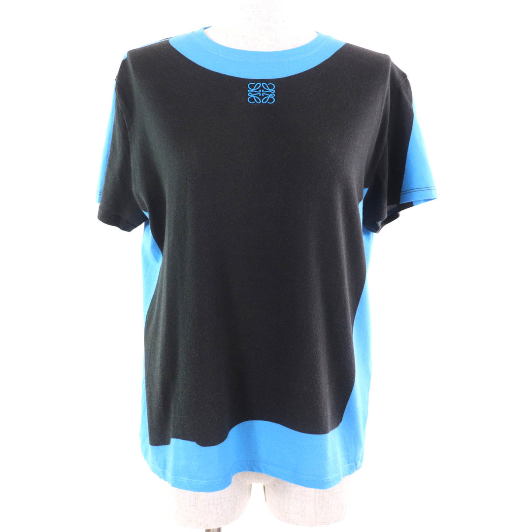 Great LOEWE Short sleeve T-shirt Black light blue cotton Women M S359Y22X45