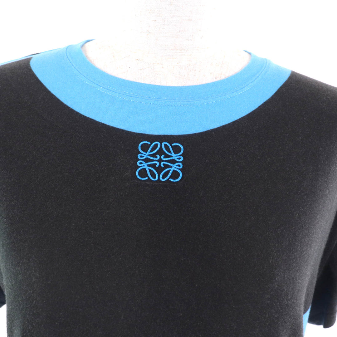 Great LOEWE Short sleeve T-shirt Black light blue cotton Women M S359Y22X45